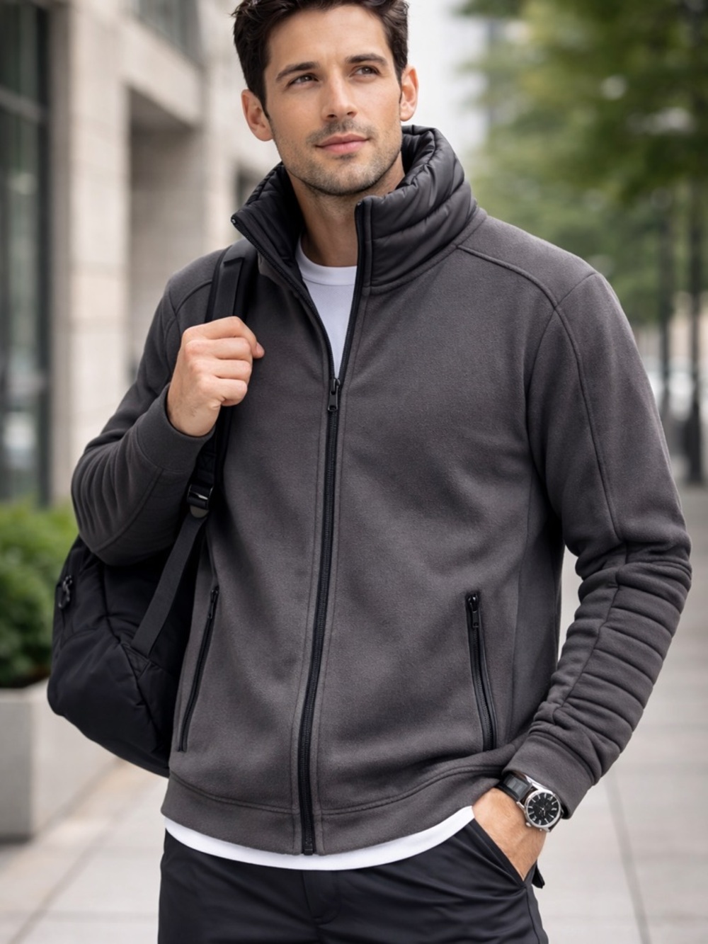 Lululemon Men’s XL Full Zip Jacket Gray Athletic Commuter Tech Jacket Minimalist